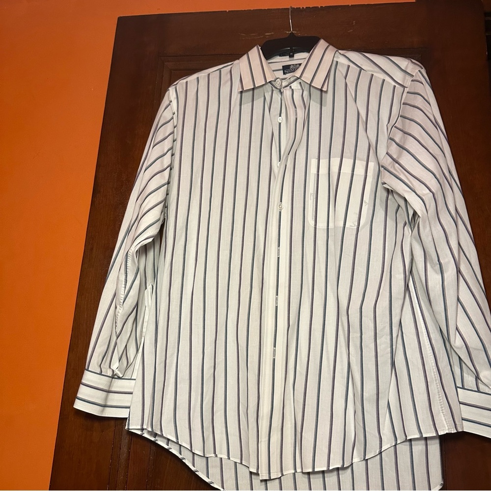 Stafford Single needle Tailoring Shirt Mens 17-35 Long sleeve Stripped Shirt